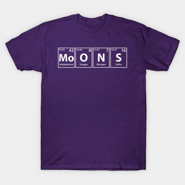 Moons (Mo-O-N-S) Periodic Elements Spelling T-Shirt by cerebrands